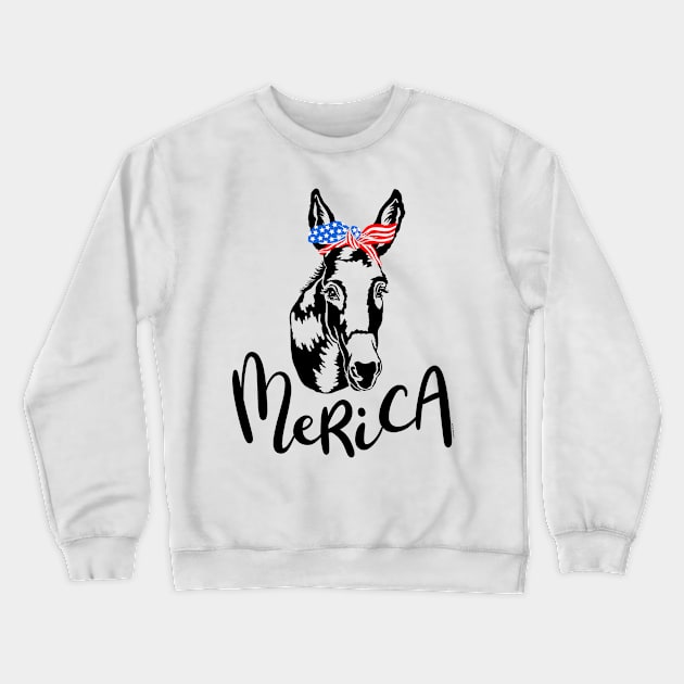 Merica America United States American USA Patriotic Donkey Crewneck Sweatshirt by DoubleBrush